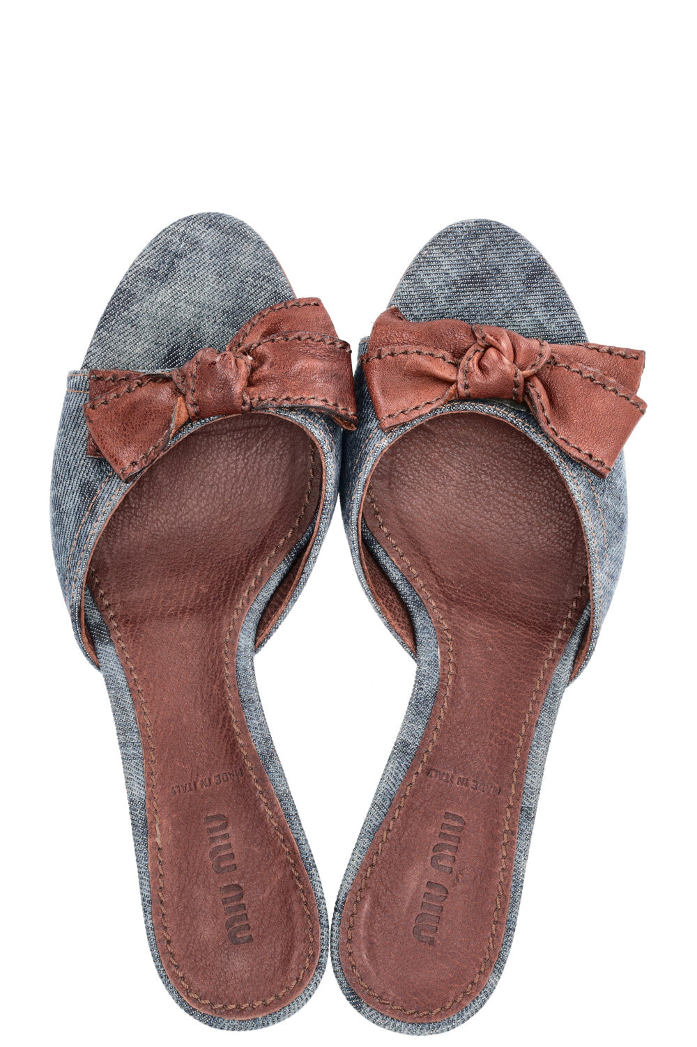 MIU MIU Denim Bow Kitten Heels Denim Blue – REAWAKE