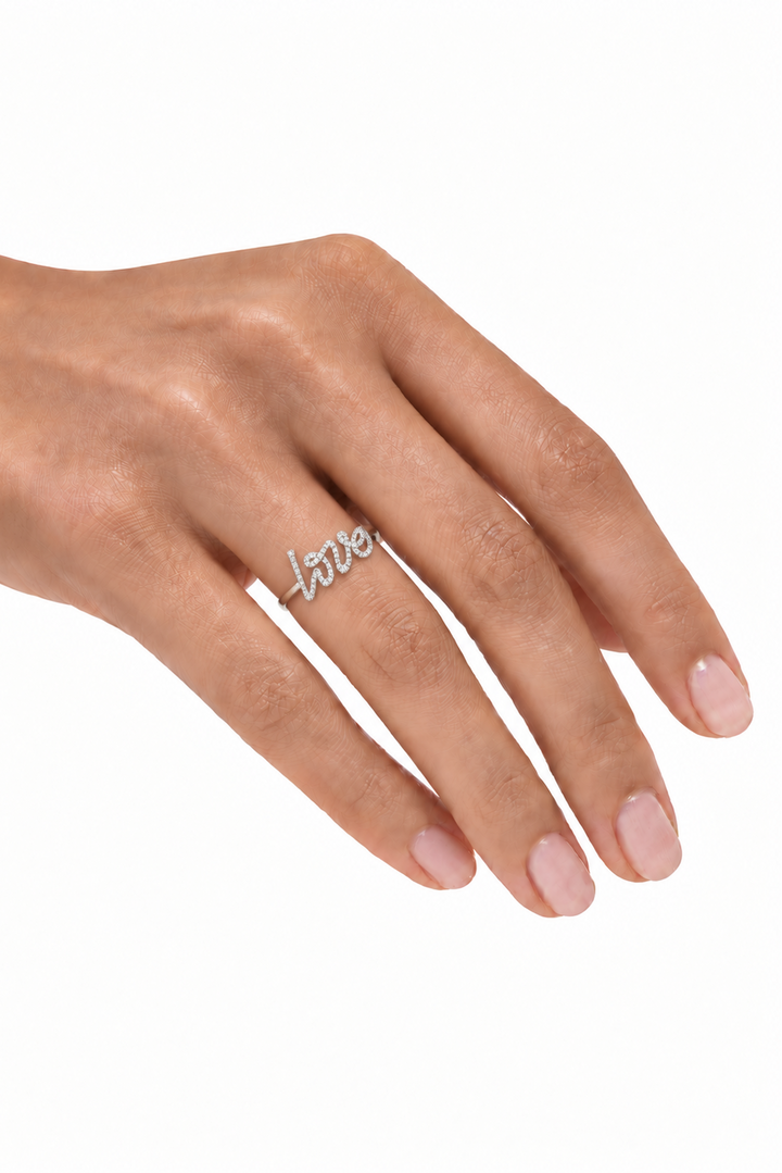 TIFFANY & CO. Paloma's Graffiti Love Ring 18k White Gold Diamonds Silver