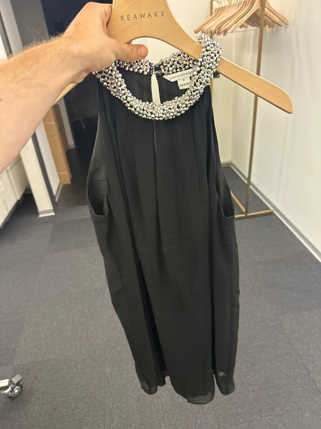 DIANE VON FURSTENBERG Beaded Silk Dress Black