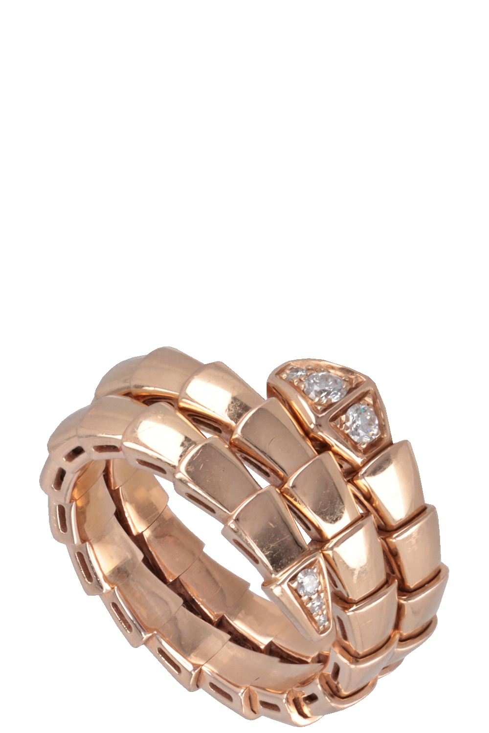 BVLGARI Serpenti Viper Ring 18k Rose Gold Diamonds