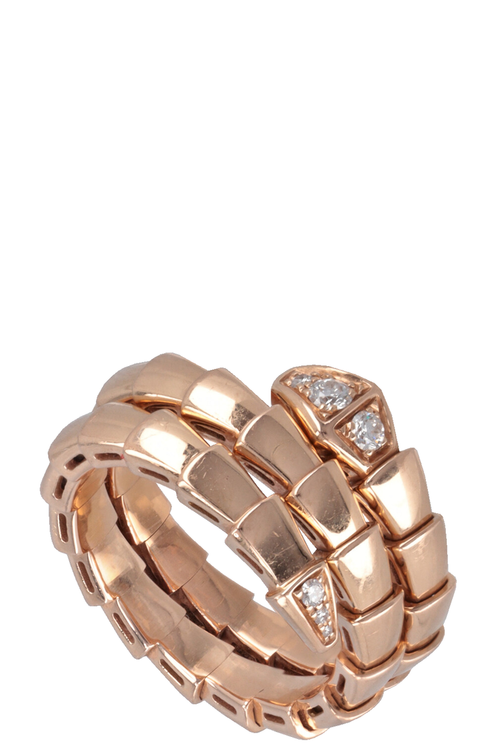 BVLGARI Serpenti Viper Ring 18k Rose Gold Diamonds