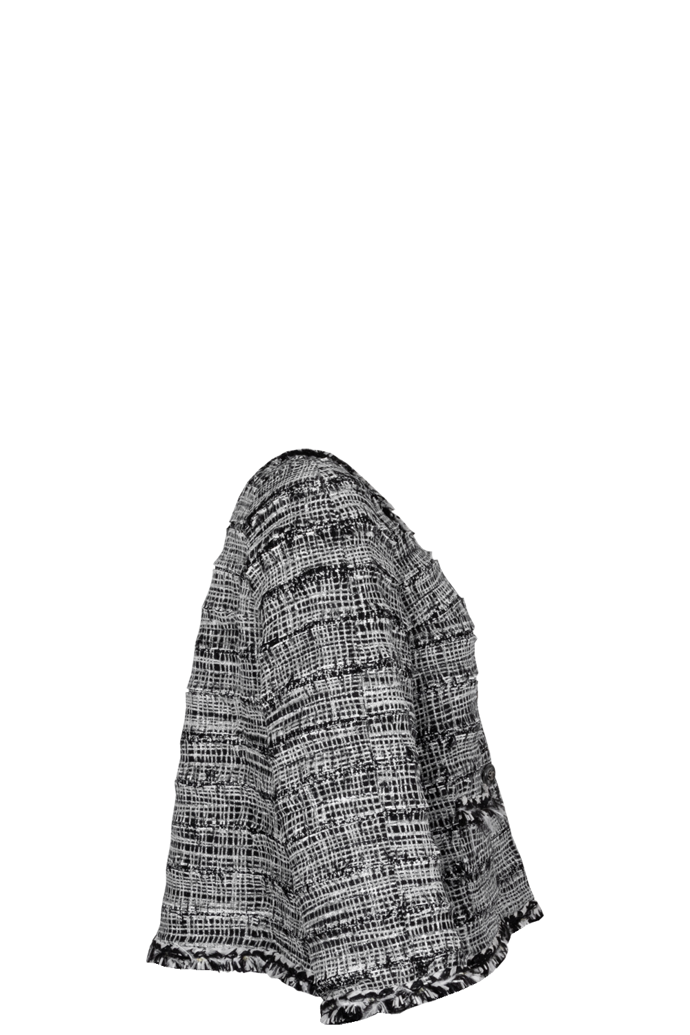 CHANEL 2011 Feather Trim Boucle Jacket Black White