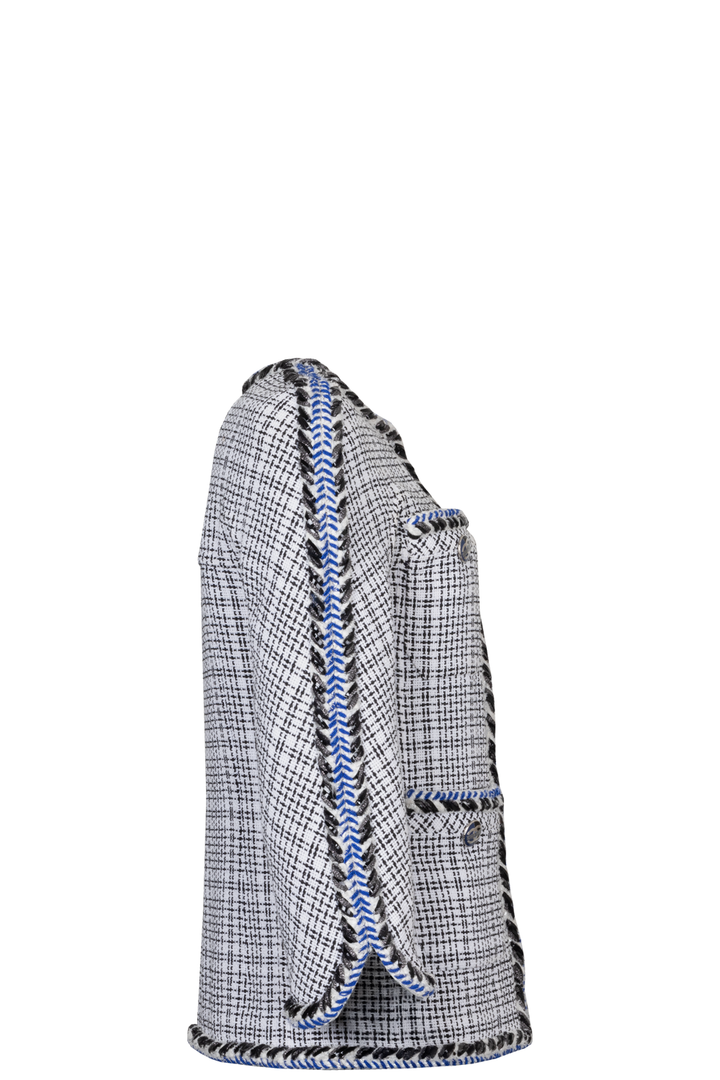 CHANEL 2017 Fantasy Tweed Jacket White Blue Black