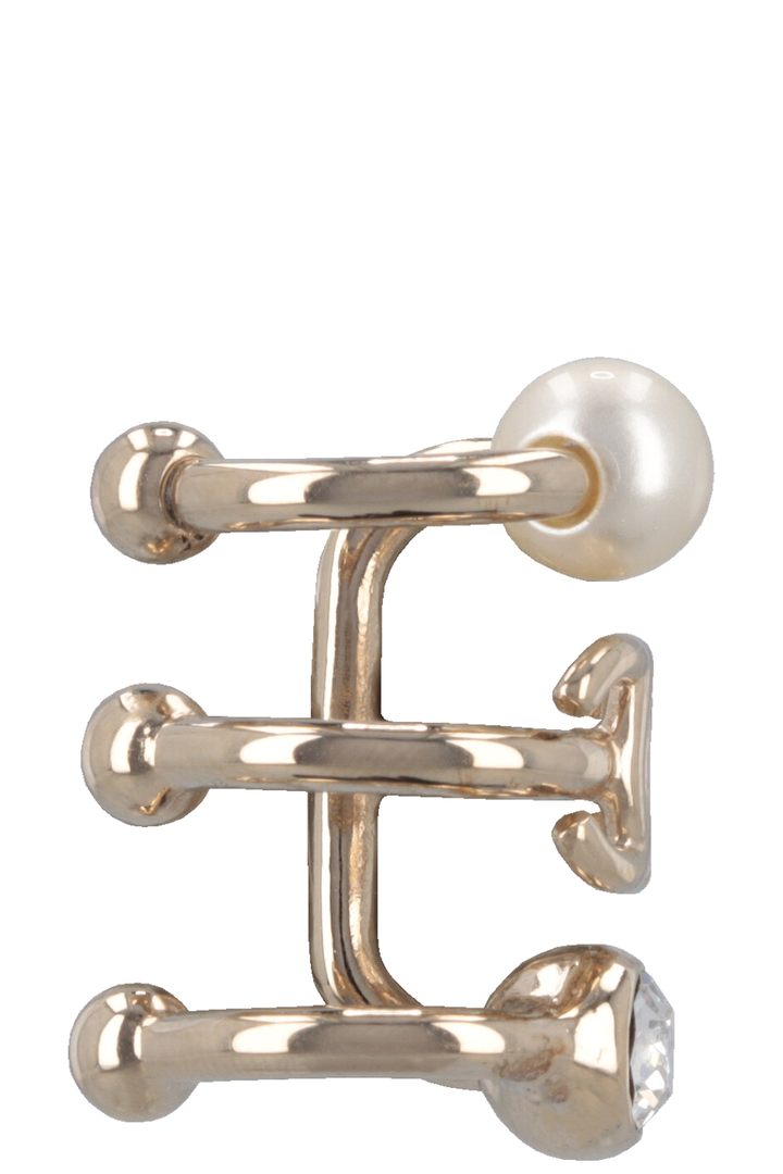 CHANEL 2022 CC Pearl Crystal Ear Cuff Gold
