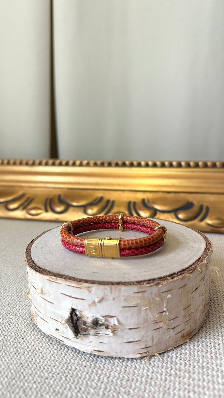 LOUIS VUITTON Lock Bracelet Pink Orange