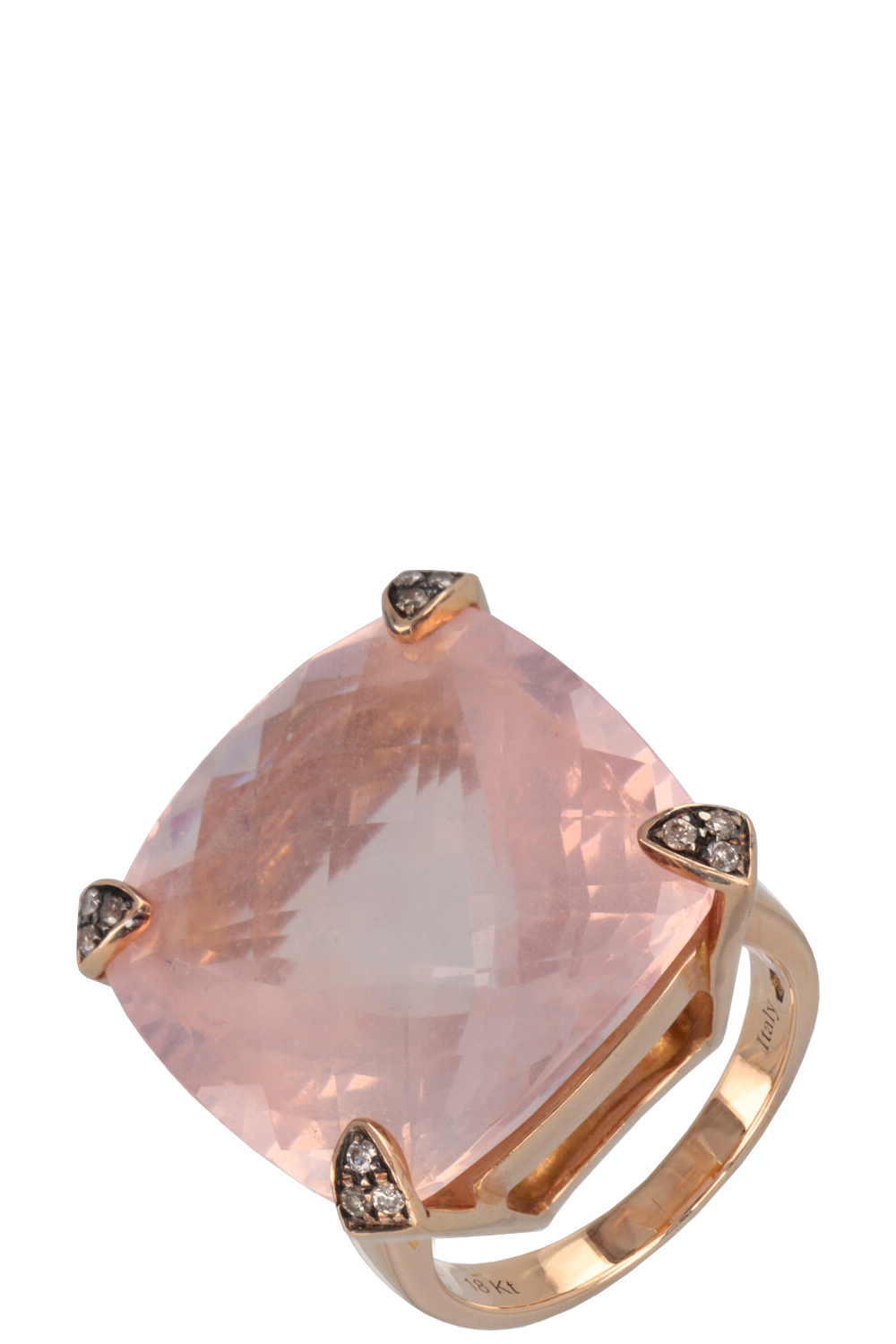 GARAVELLI Ring 18k Rose Gold Quartz Brown Diamonds