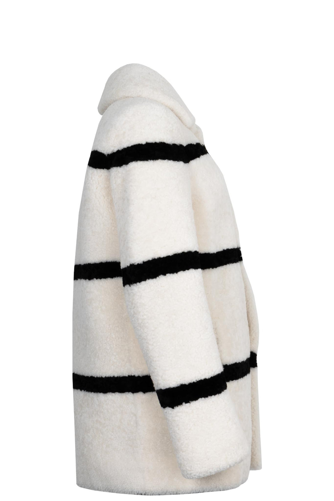 SAINT LAURENT Coat Shearling Striped White Black