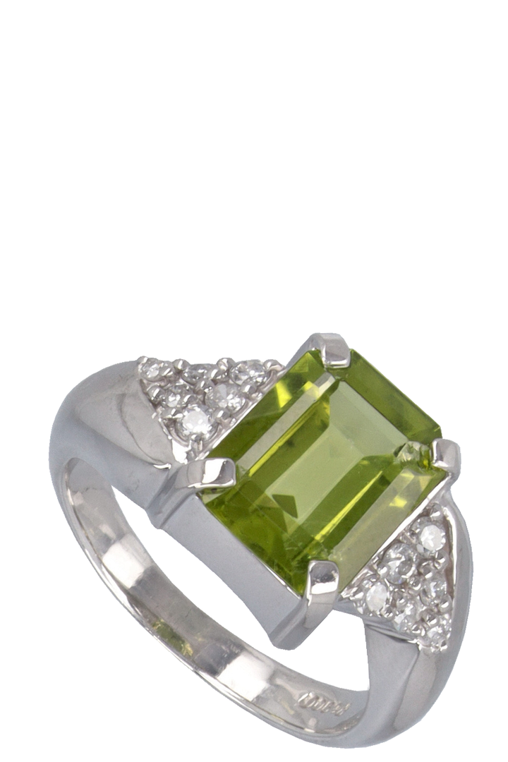 VINTAGE JEWELRY Ring Peridot Diamond Platin