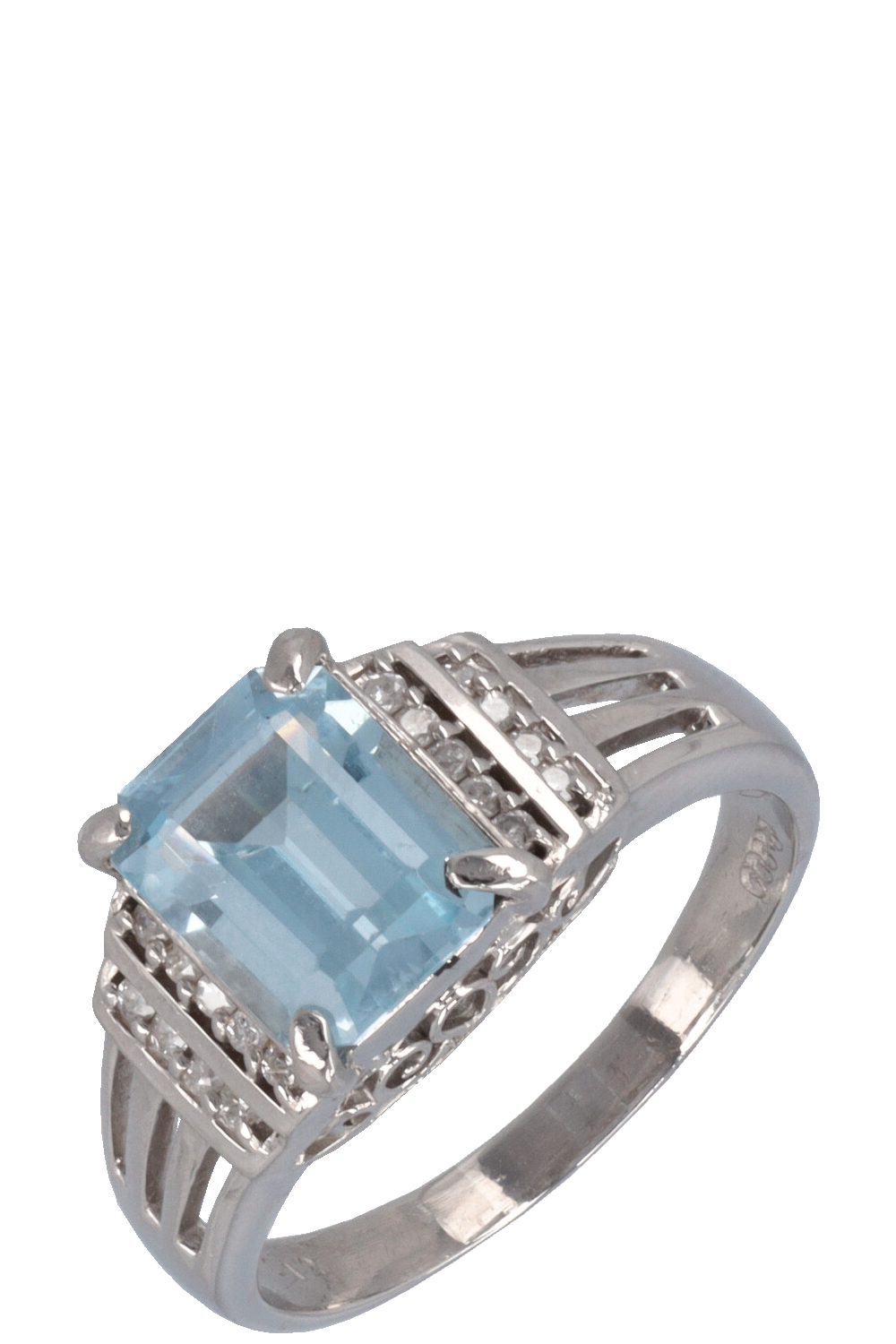 VINTAGE JEWELERY Ring Topaz Diamonds Platin