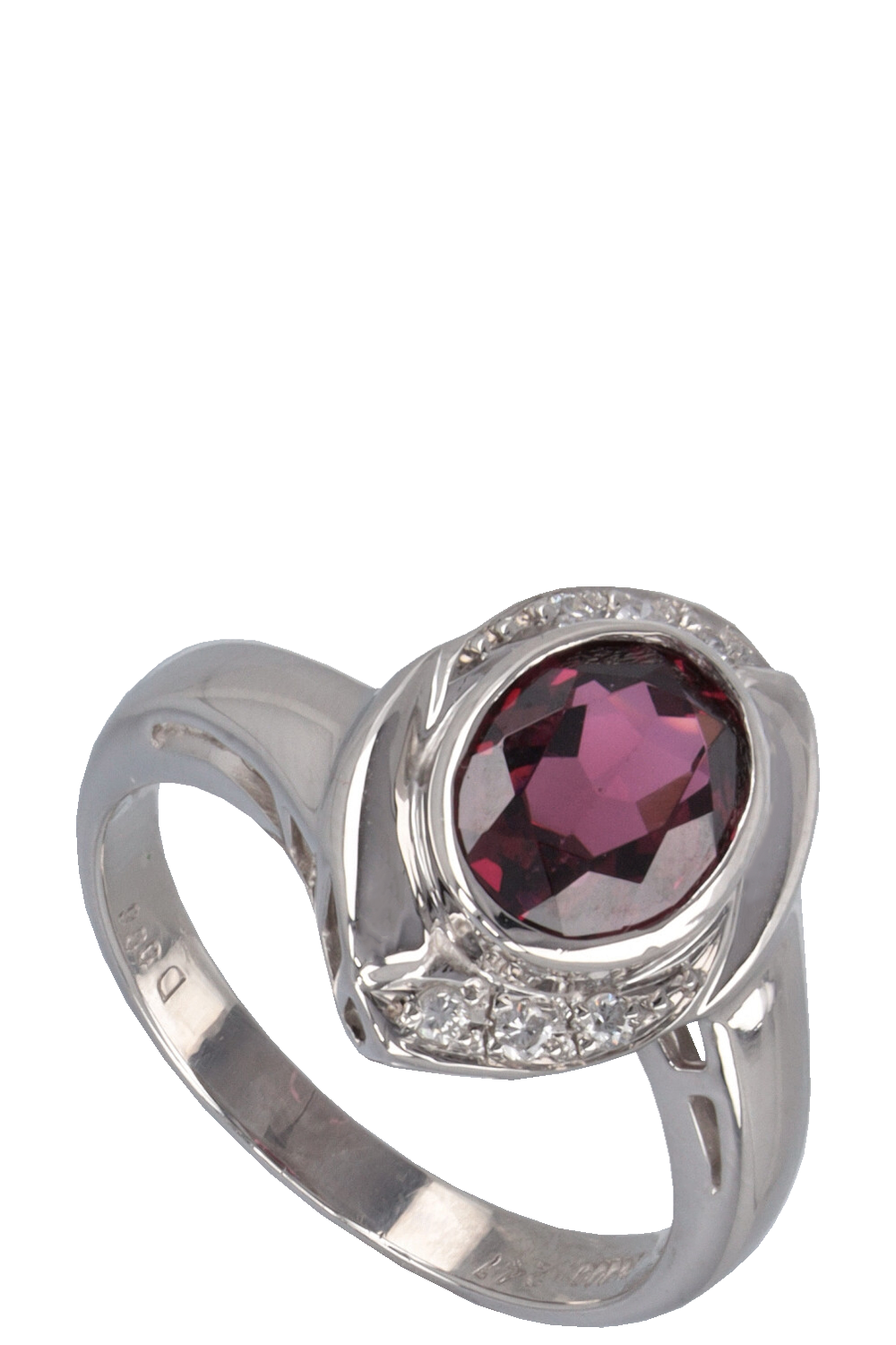 VINTAGE JEWELRY Granat Diamonds Ring Platin