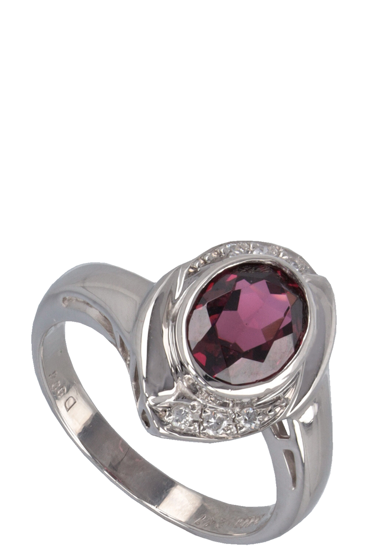 VINTAGE JEWELRY Granat Diamonds Ring Platin