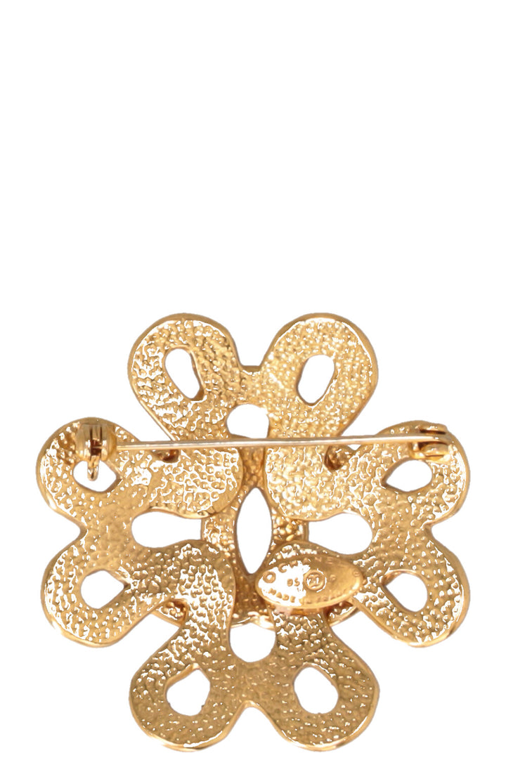 CHANEL 1995 Vintage Twisted CC Brooch Gold