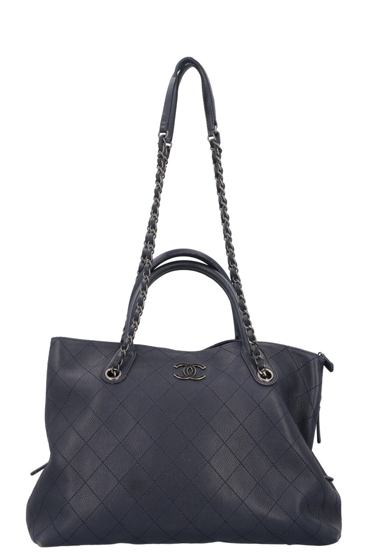 CHANEL CC Tote Shoulder Bag Caviar Blue