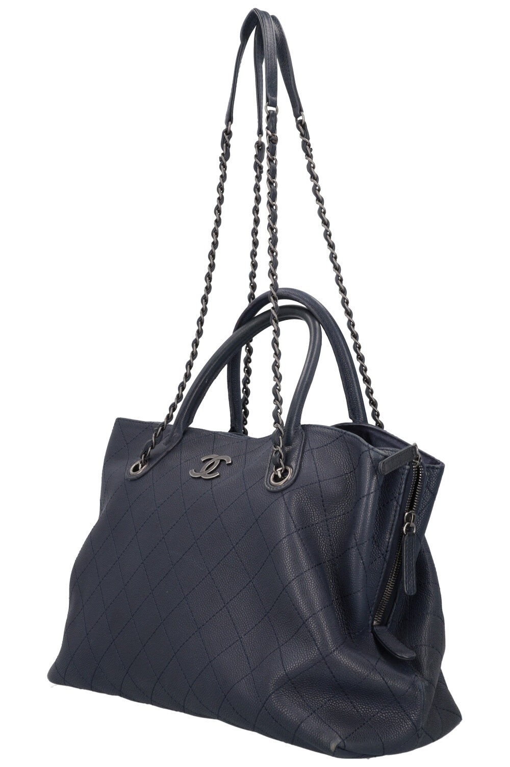 CHANEL CC Tote Shoulder Bag Caviar Blue