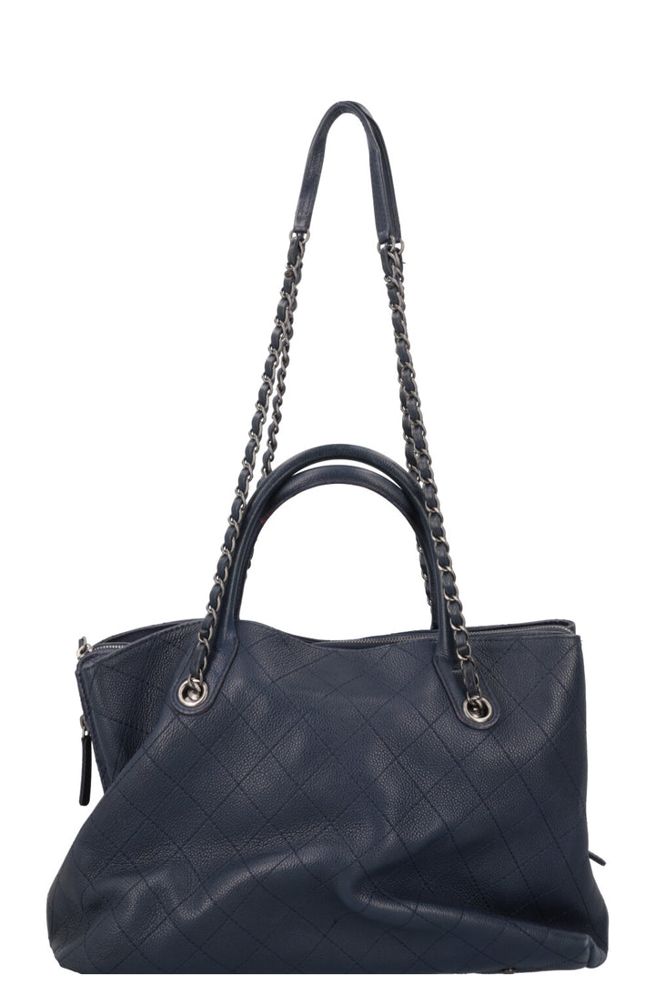 CHANEL CC Tote Shoulder Bag Caviar Blue