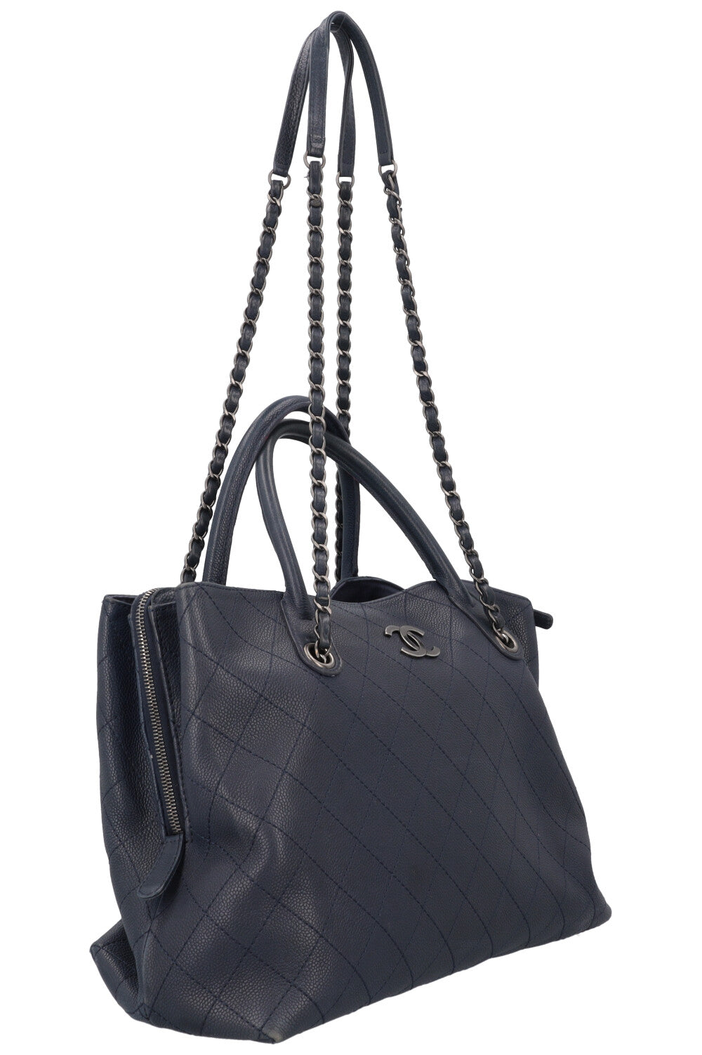 CHANEL CC Tote Shoulder Bag Caviar Blue