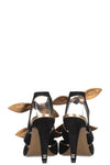 CHANEL Bow Heels Suede Gold Black