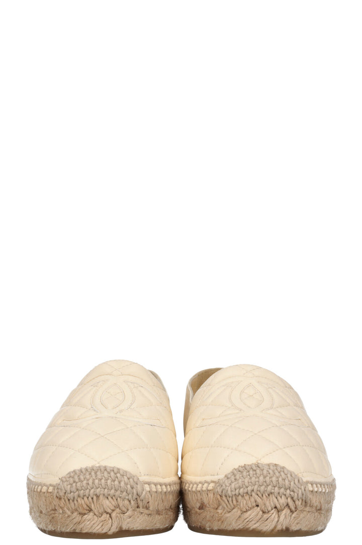 CHANEL Quilted CC Espadrilles Ivory