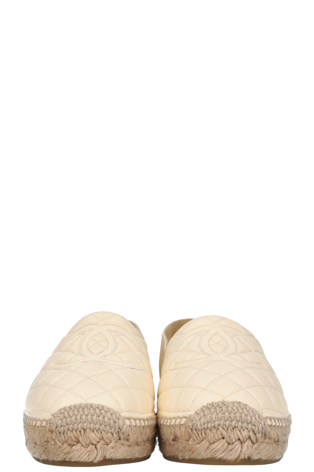 CHANEL Quilted CC Espadrilles Ivory