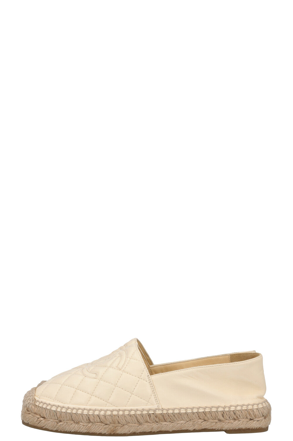 CHANEL Quilted CC Espadrilles Ivory