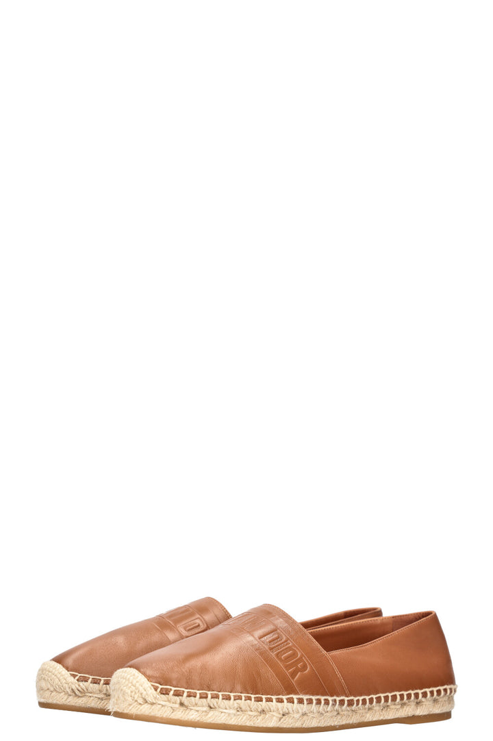 CHRISTIAN DIOR Granville Espadrilles Leather Cognac
