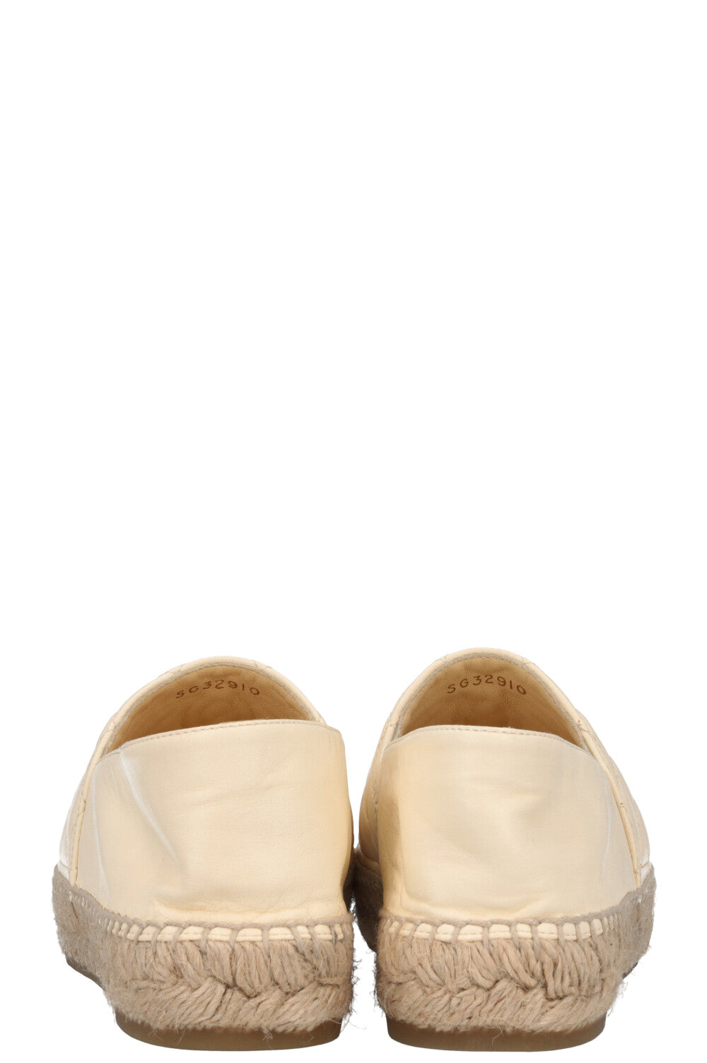 CHANEL Quilted CC Espadrilles Ivory