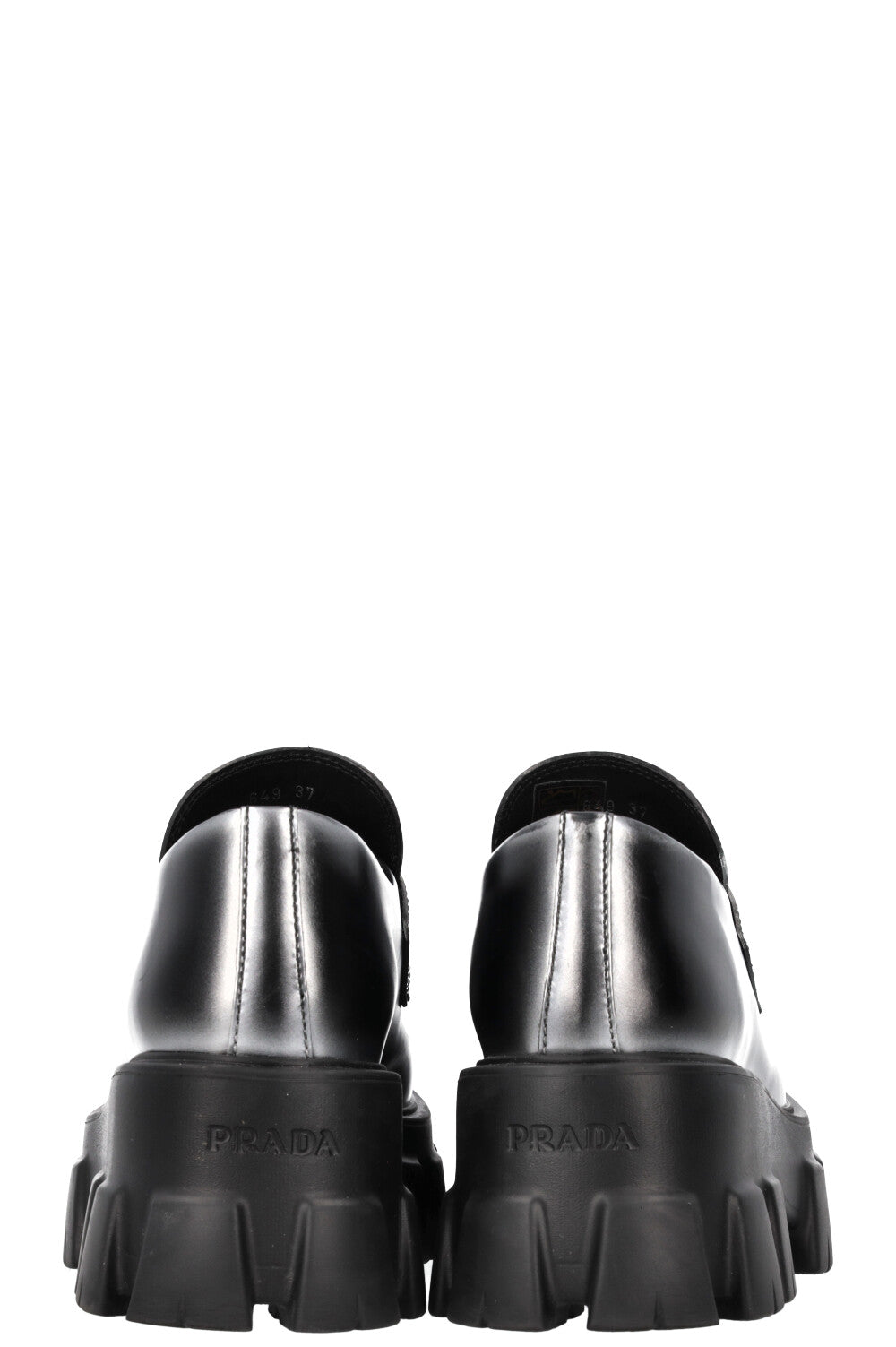 PRADA Monolith Loafers Black and Silver