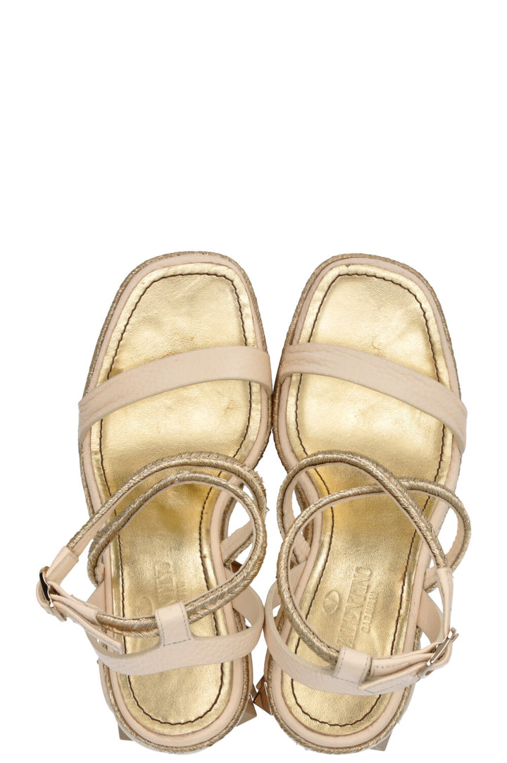 VALENTINO Roman Stud Wedges Ivory