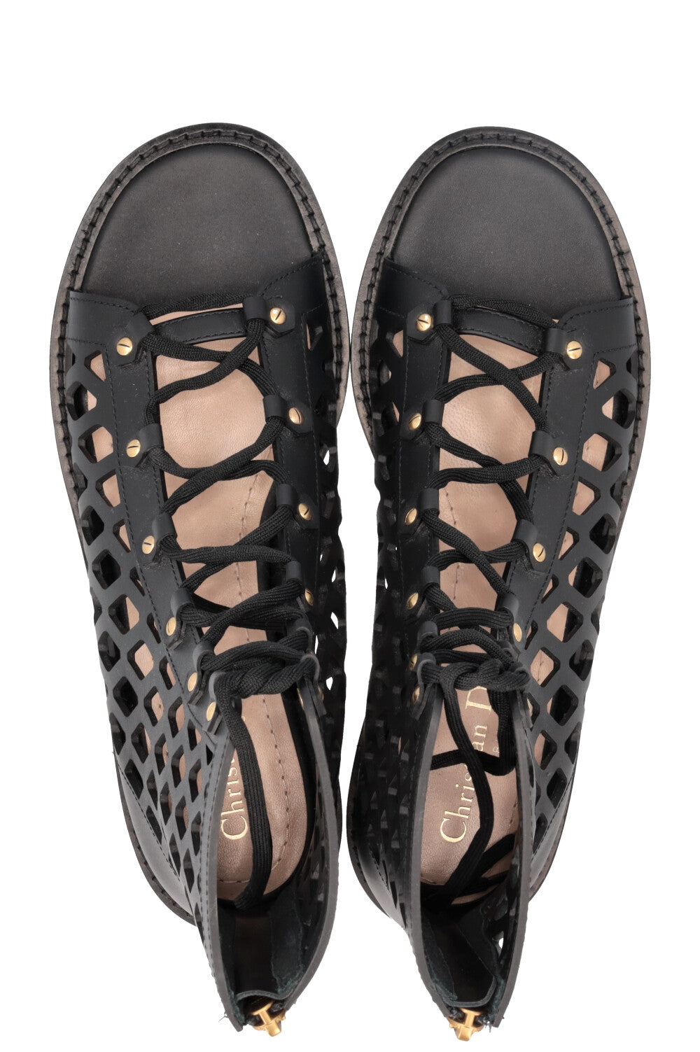 CHRISTIAN DIOR Cage Sandals Leather Black