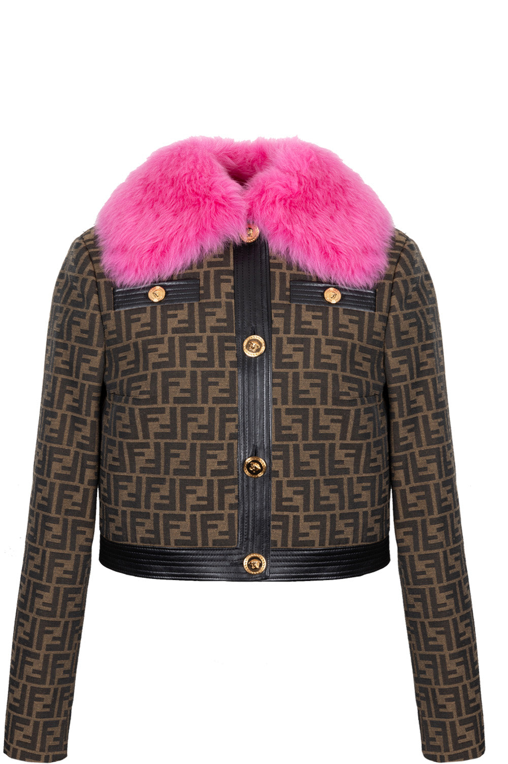 FENDIxVERSACE Fur Collar Jacket Zucca Pink