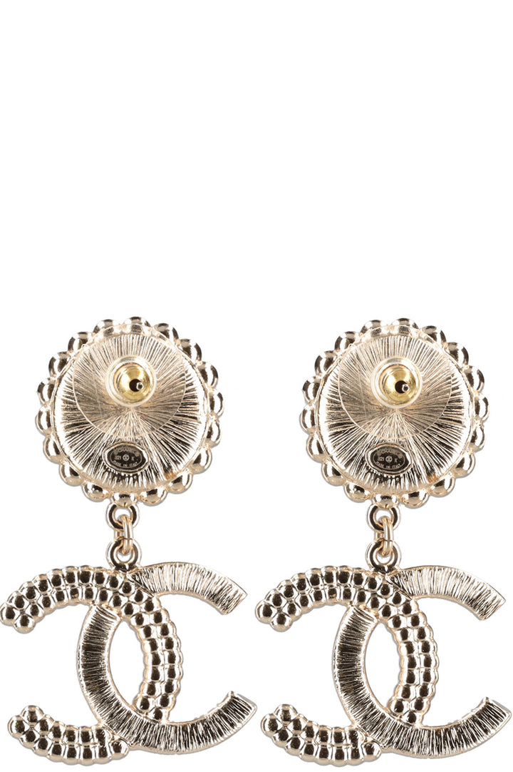 CHANEL CC Drop Earrings Crystals & Pearls B21