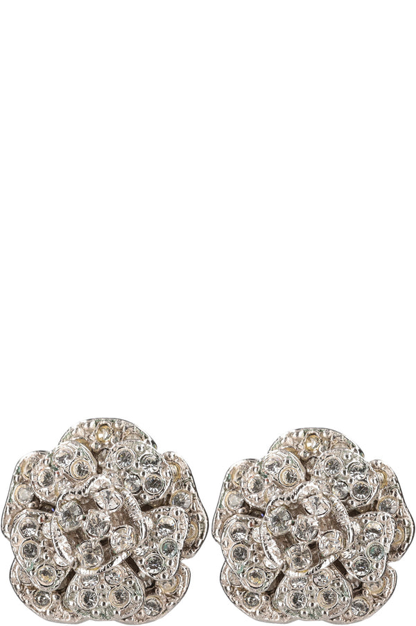 CHANEL 1998 Crystal Camelia Earring Studs