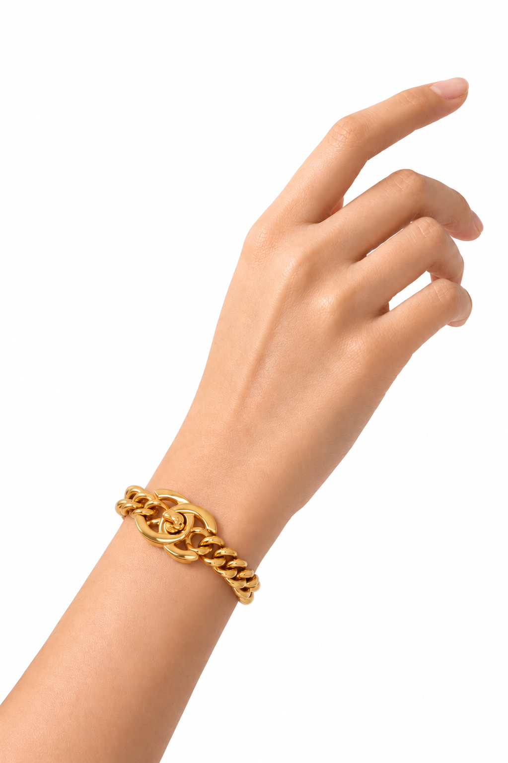 CHANEL Vintage CC Turnlock Bracelet Gold Plated 24k gold-plated Gold