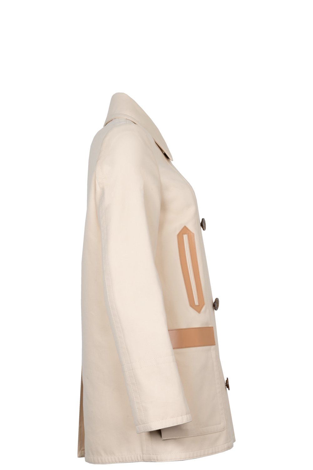 BURBERRY Leather Detail Patch Pocket Jacket Ivory