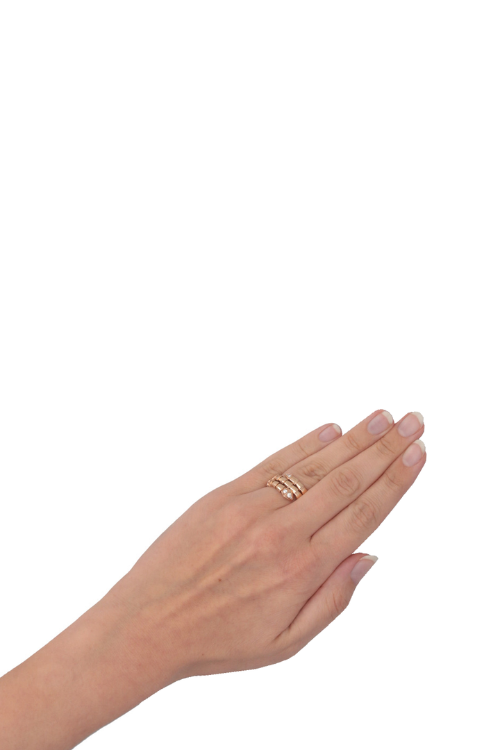 BVLGARI Serpenti Viper Ring 18k Rose Gold Diamonds