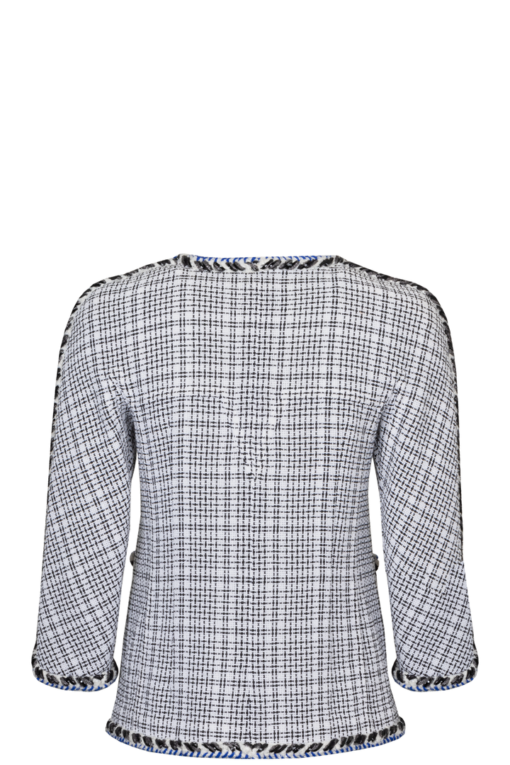 CHANEL 2017 Fantasy Tweed Jacket White Blue Black