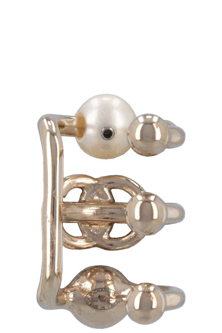 CHANEL 2022 CC Pearl Crystal Ear Cuff Gold