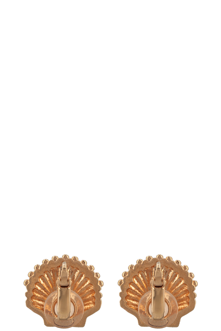 CHANEL 2023 CC Shell Clip Earrings Gold