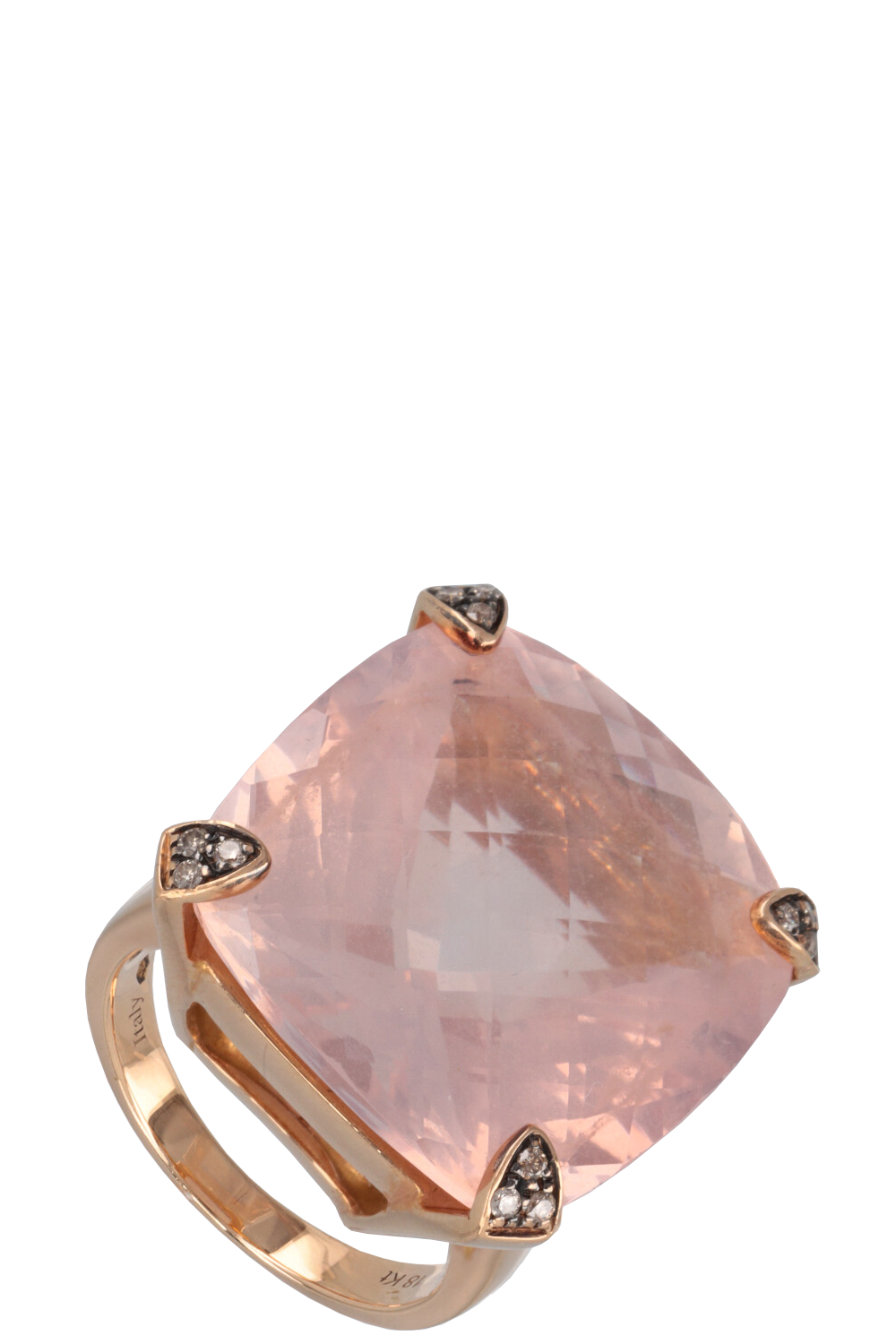 GARAVELLI Ring 18k Rose Gold Quartz Brown Diamonds