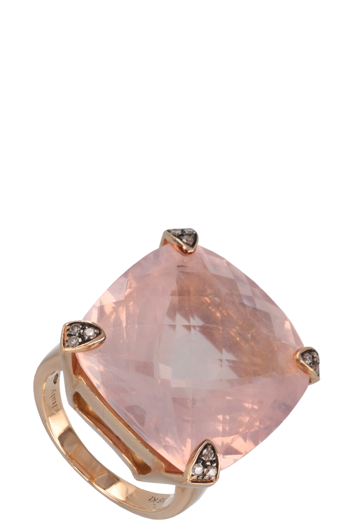GARAVELLI Ring 18k Rose Gold Quartz Brown Diamonds