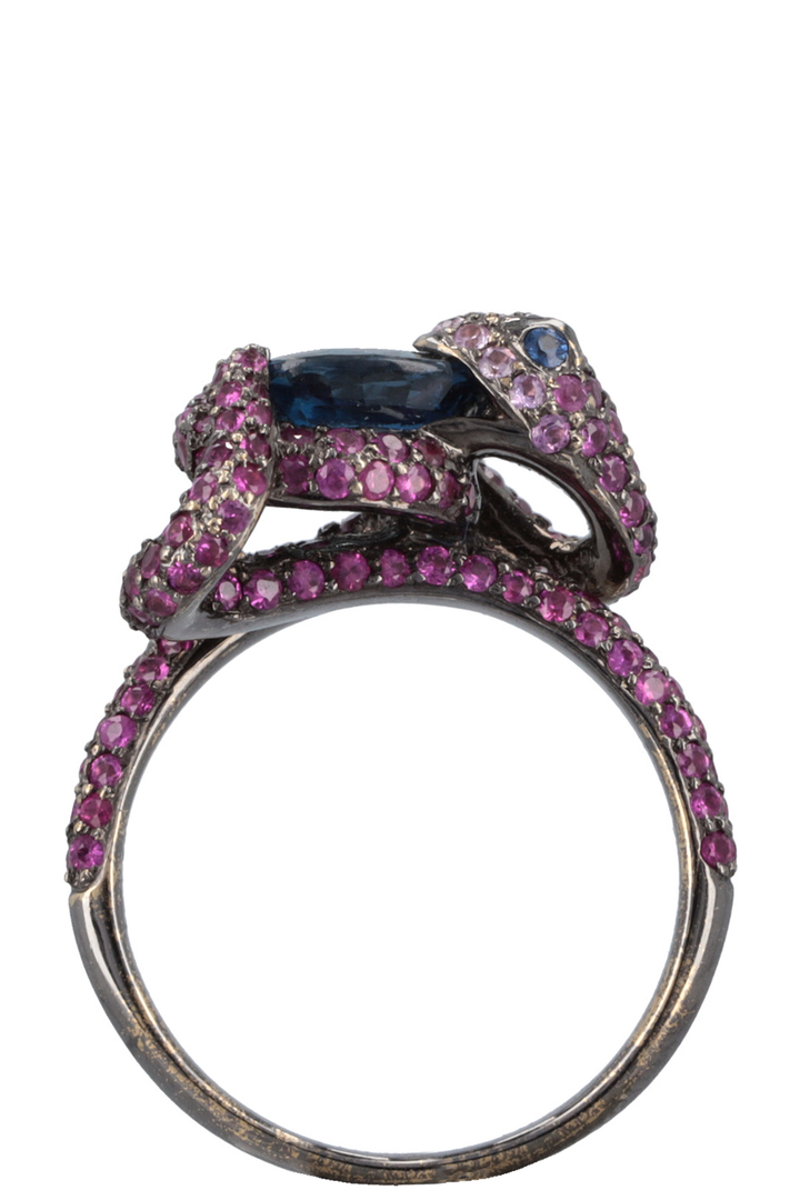 KURZ Snake Ring White Gold Pink Blue Saphires