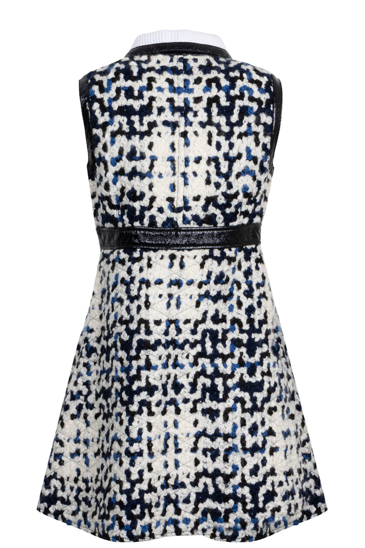 LOUIS VUITTON Dress Tweed Patent Ivory Blue Black