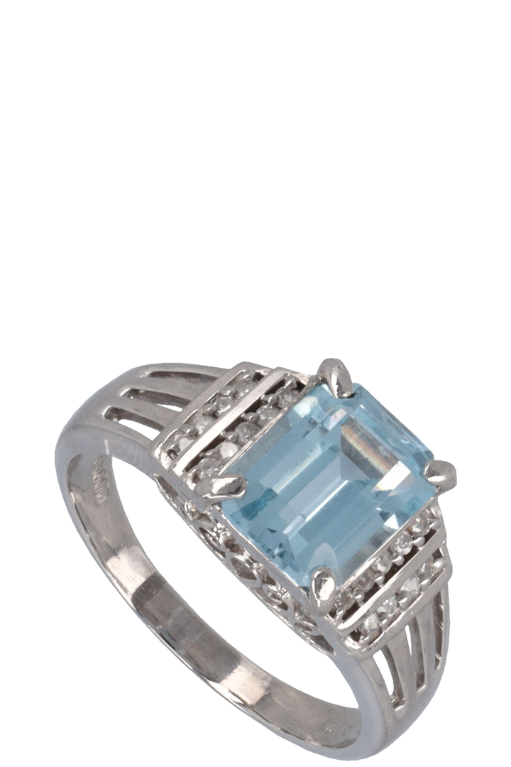 VINTAGE JEWELRY Ring Topaz Diamonds Platin