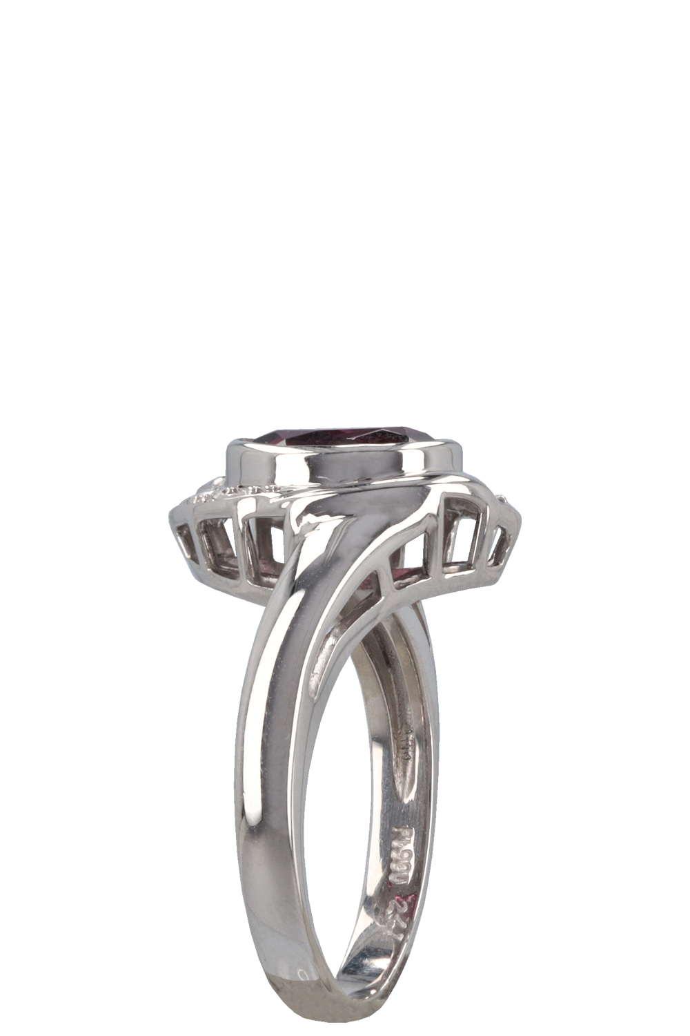 VINTAGE JEWELRY Granat Diamonds Ring Platin