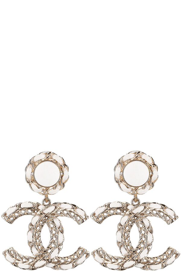 CHANEL CC Earrings White