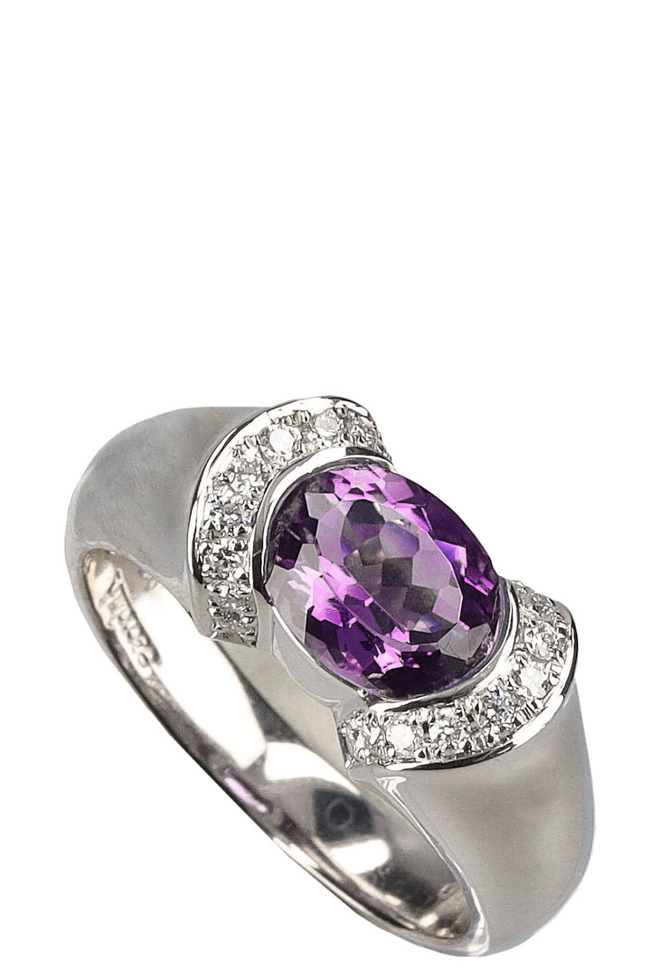 VINTAGE JEWELRY Amethyste Diamonds Ring Platin