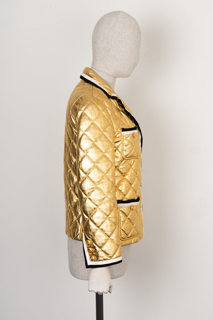 GUCCI Patch Pocket Leather Jacket Gold