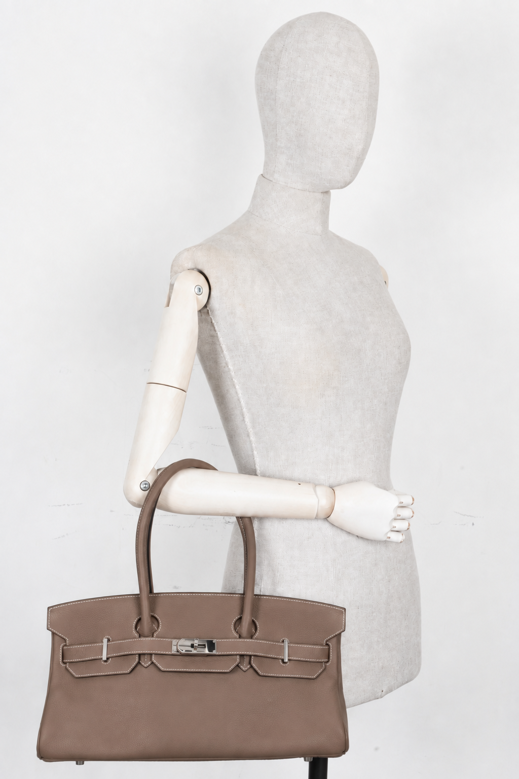 HERMÈS JPG Shoulder Birkin II 42 Clemence Étoupe Palladium