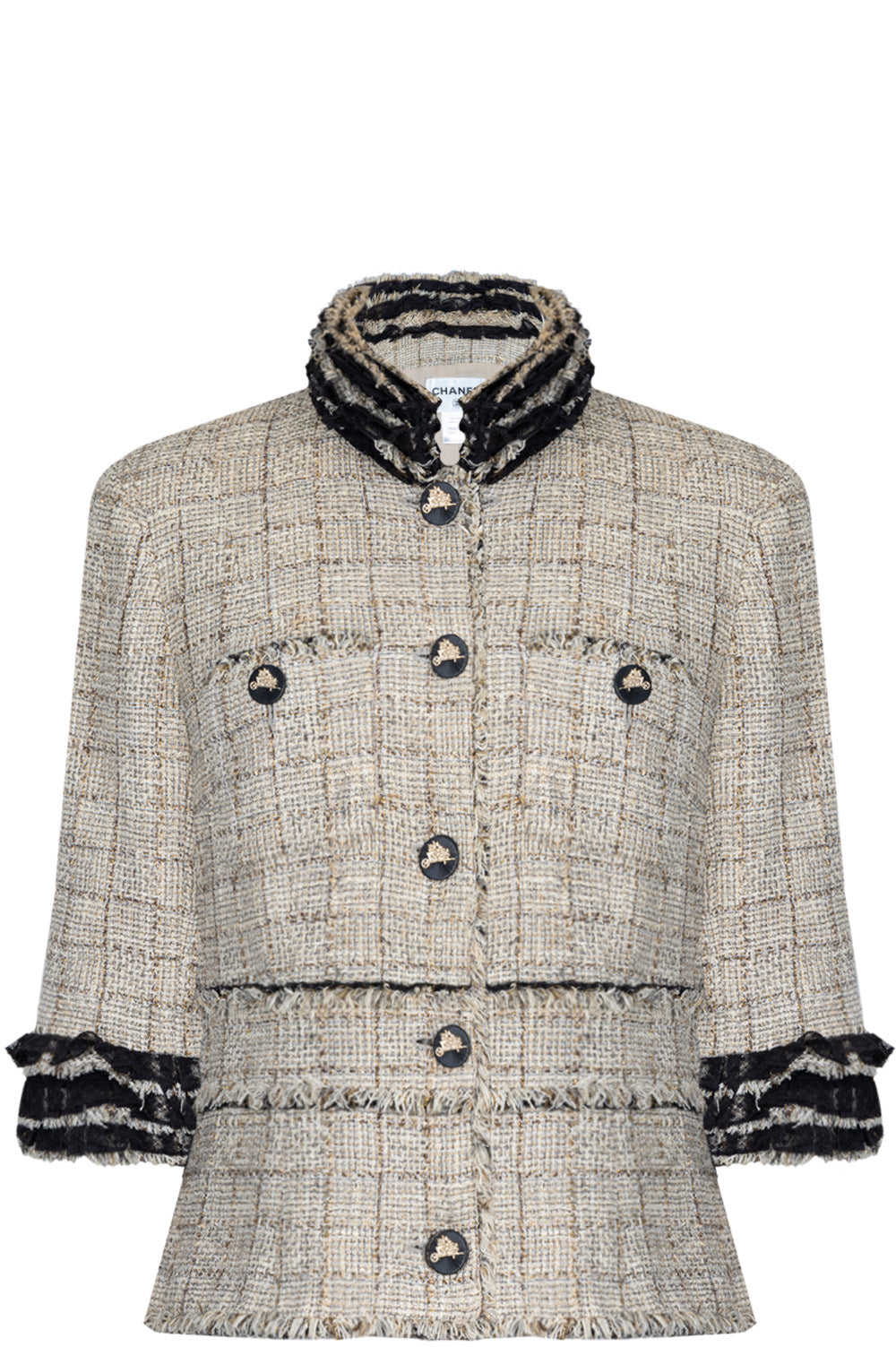 CHANEL 2010 Rushed Collar Jacket Beige