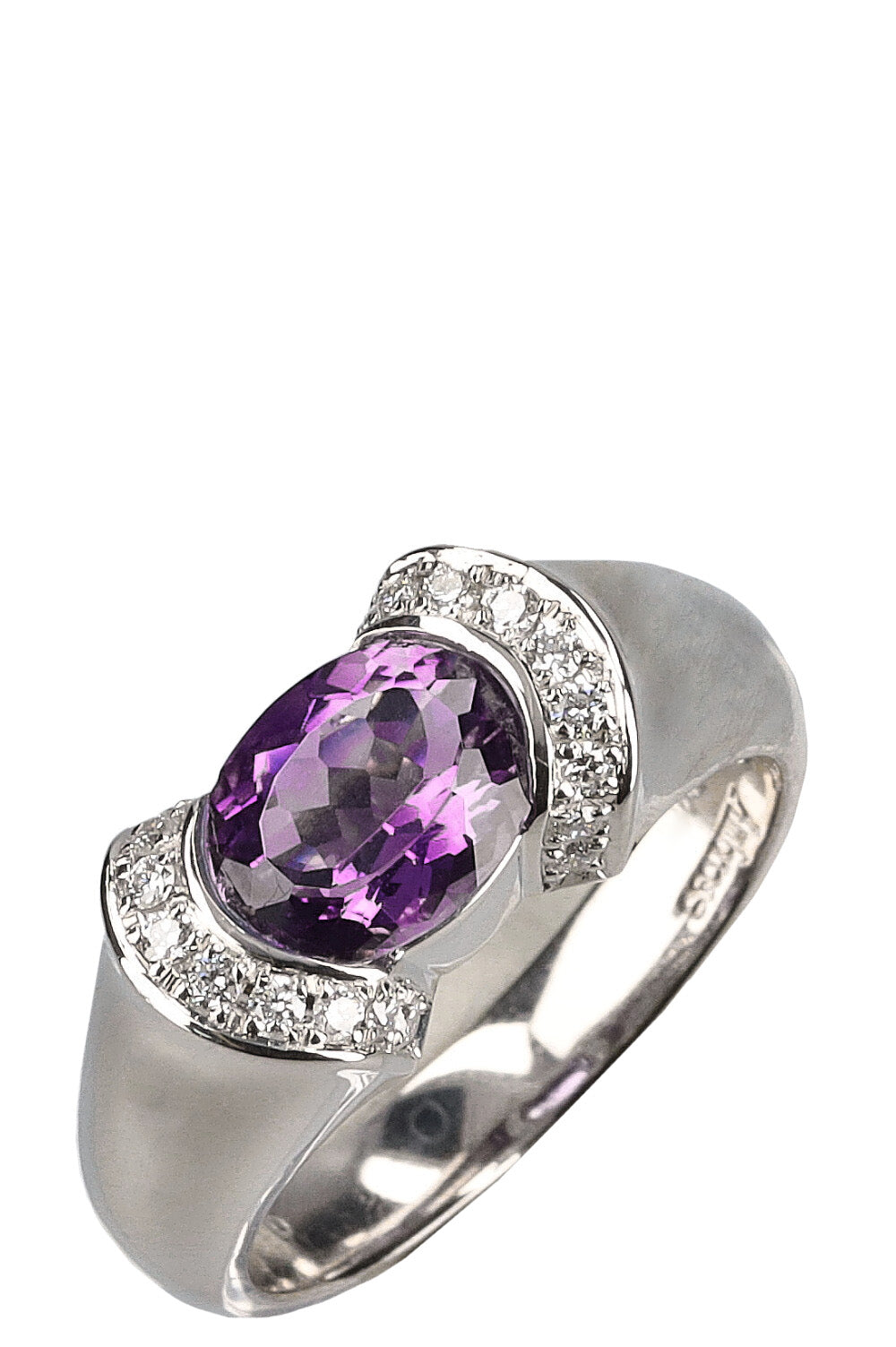 VINTAGE JEWELRY Amethyste Diamonds Ring Platin